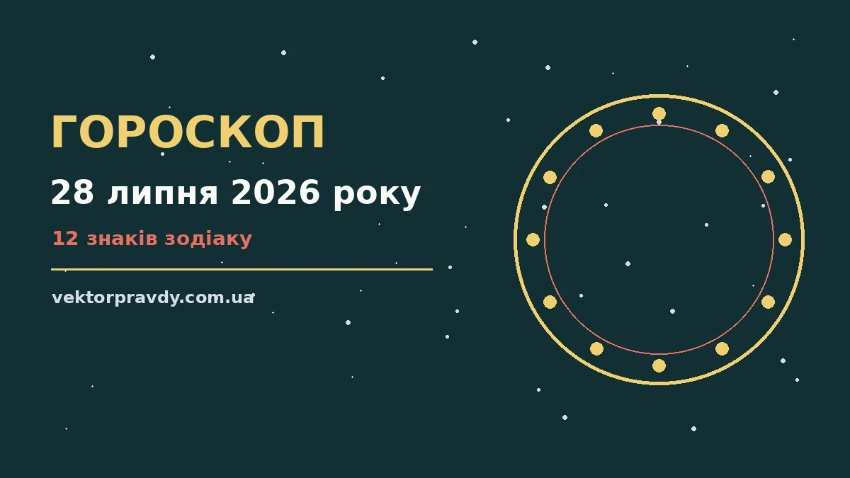 Гороскоп на 28 липня 2026 року: символічне зображення зодіакального кола на столі поряд із нотатником і олівцем