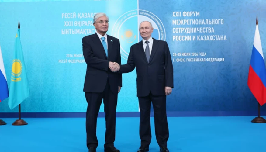 Касим-Жомарт Токаєв та Володимир Путін під час зустрічі в Омську