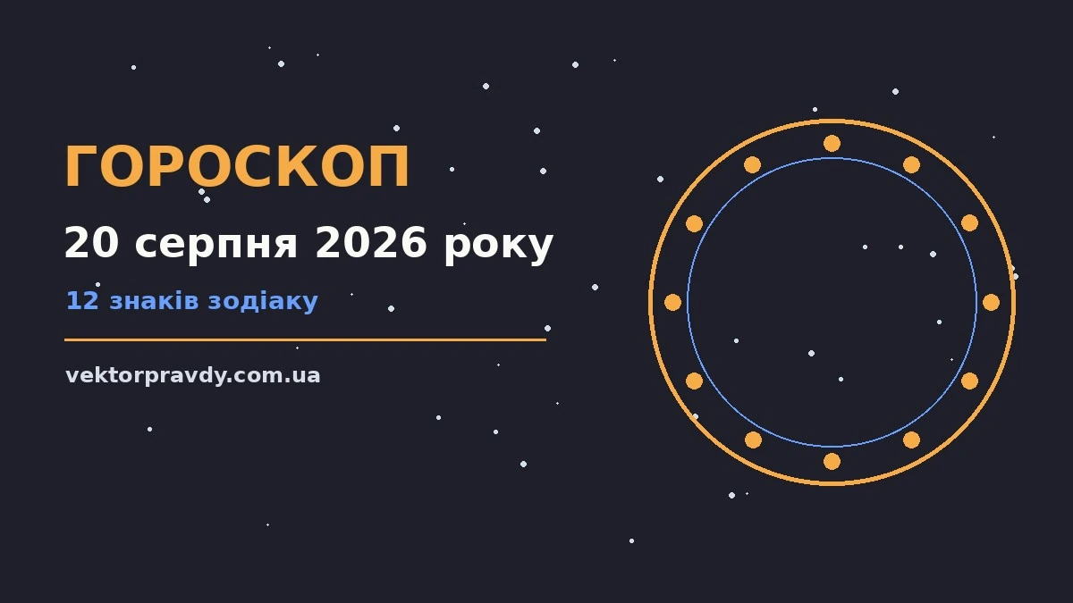 Гороскоп на 20 серпня 2026 року: справи й почуття цього дня для спокійних і точних рішень