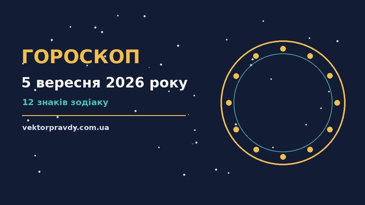 Гороскоп на 5 вересня 2026 року: справи й почуття цього дня для спокійних і точних рішень